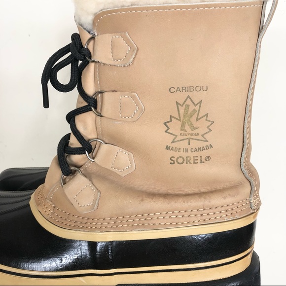 SOREL VINTAGE Buff Caribou Duck Boots Mens 13 Made in Canada Wool lined - Picture 6 of 10